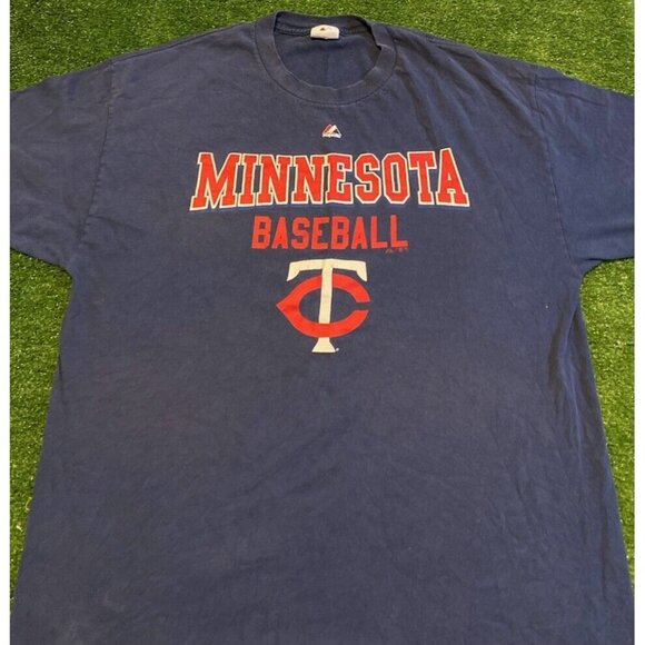 Minnesota Twins shirt mens extra large blue red Y2K Majestic short sleeve MLB W - Picture 4 of 10